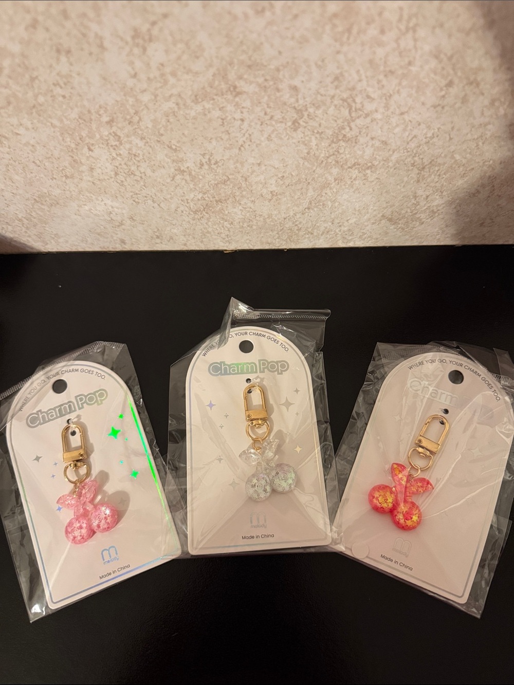 Keychain Cherries Clip - Pink, White, Red